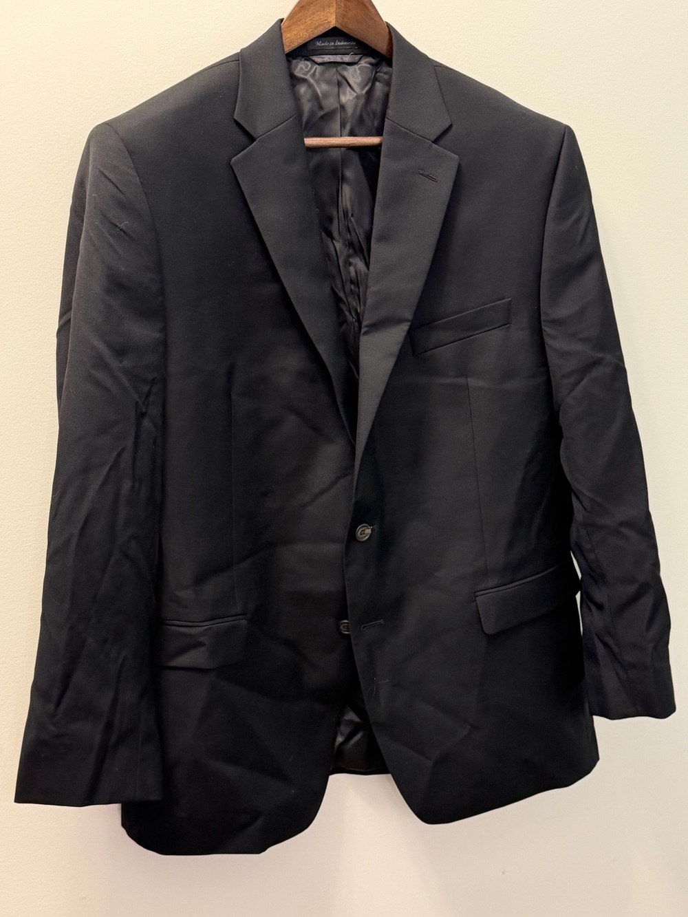 Lauren Ralph Lauren Mens Black Suit Jacket 44R 100% Wool Single Breasted Notched